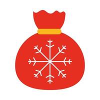 Frohe frohe Weihnachten rote Geschenktüte mit Schneeflockenfeier festlich flache Ikonenart vektor
