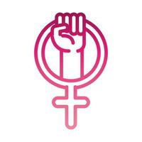 feminism rörelse ikon symbol för kvinnligt kön höjde hand rättigheter lutning stil vektor