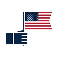 US-Wahlen Hand mit amerikanischer Flagge politischer Wahlkampf flache Ikone vektor