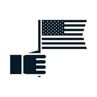 US-Wahlen Hand mit amerikanischer Flagge politischer Wahlkampf Silhouette Icon Design vektor