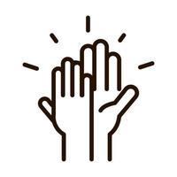 Hände zusammen Symbol für die Zusammenarbeitsgemeinschaft und die Partnerschaftslinie vektor