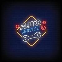 Autoservice Neonzeichen Stil Textvektor vektor