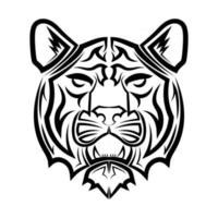 Schwarzweiss-Linienkunst des Tigerkopfes gute Verwendung für Symbolmaskottchenikone-Avatar-Tätowierungs-T-Shirt-Design-Logo oder irgendein Design vektor