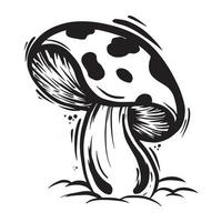 Pilzpflanze schwarz-weiß handgezeichnete Illustration
