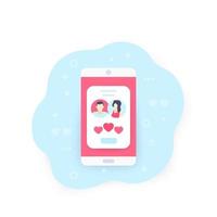 Online-Dating-App, Spiel, Vektorsymbol vektor