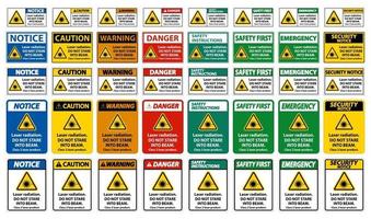 laserstrålning, stirra inte in i strålen, klass 2 laserproduktskylt på vit bakgrund vektor