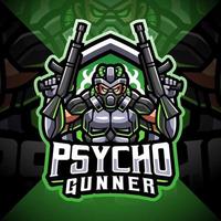 Psycho Gunner Esport Maskottchen Logo-Design vektor