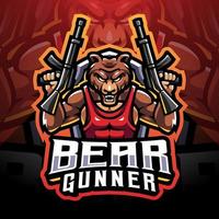 Bär Gunner Esport Maskottchen Logo vektor