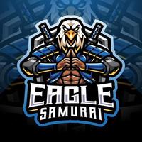 Adler Samurai Esport Maskottchen Logo-Design vektor
