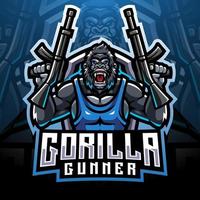 Gorilla Gunners Esport-Maskottchen-Logo-Design vektor