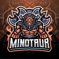 minotaur esport maskot logo design vektor