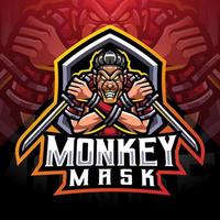 monkey mask esport maskot logo design vektor