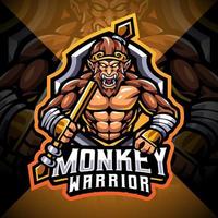 monkey warrior esport maskot logo design vektor