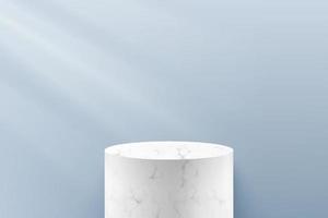 abstrakt vektor som framför 3d form för reklamproduktvisning med kopieringsutrymme. modern vit marmor textur cylinder podium med grå tomt rum bakgrund. minimal scen studio rum koncept.