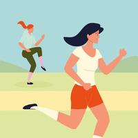 Frauen joggen oder laufen vektor