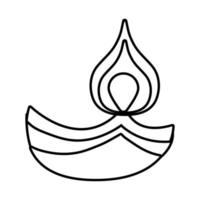 Diwali-Kerze-Linie-Stil-Symbol vektor