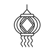 Diwali Papierlampe hängende Dekoration Linienstil Symbol vektor