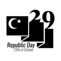 Cumhuriyet Bayrami Feiertag mit wehender Truthahnflagge Silhouette Stil vektor