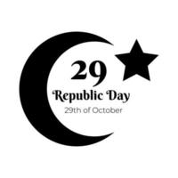 cumhuriyet bayrami firande dag med 29 nummer och månen siluett stil vektor