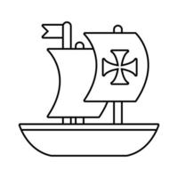 Karavellenschiff Columbus Day Line Style vektor