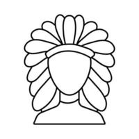 apache med fjäderhatt linje stil ikon vektor