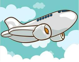 Flugzeug im Himmel. fliegend bürgerlich Flugzeug Transport im Wolken Vektor eben Hintergrund. Flugzeug fliegen Sünde Himmel Wolken, Flugzeug Flug Transport Illustration