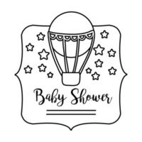 Babyparty-Schriftzug mit Ballon-Luft-Hotline-Stil-Symbol vektor