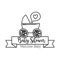 Babyparty-Schriftzug mit Wagen-Trolleylinie vektor