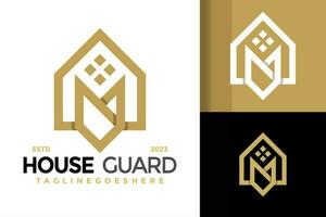 Brief m Haus bewachen Logo Design Vektor Symbol Symbol Illustration