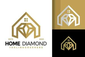 Haus Diamant Schmuck Logo Design Vektor Symbol Symbol Illustration