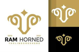 Luxus RAM Horn Star Logo Design Vektor Symbol Symbol Illustration
