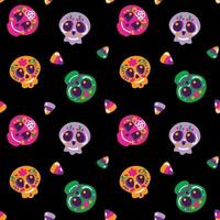süß Schädel auf anders Farben. glücklich Halloween. Tag von das tot im Mexiko. nahtlos Muster. Vektor