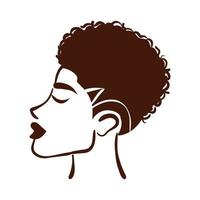ung afro kvinna med kort kort silhuett stil vektor
