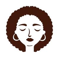 ung afro kvinna med hår lång silhuett stil vektor