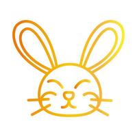 süßes Kopf Kaninchen Tier weißer Hintergrund Farbverlauf Stilikone vektor