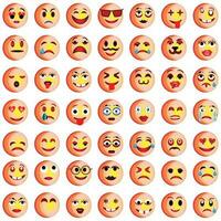uppsättning av uttryckssymboler. uppsättning av emoji. leende ikoner, rolig tecknad serie gul emoji och känslor ikon samling. humör och ansiktsbehandling känsla ikoner. gråt, leende, skrattande, glad, ledsen, arg och Lycklig ansikten, vektor