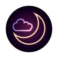 Nacht Mond Wolken Himmel Cartoon Neon Icon-Stil vektor