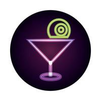 Fröhlicher Halloween-Cocktail mit gruseligem Auge Süßes oder Saures Partyfeier im Neon-Icon-Stil vektor