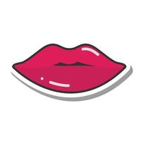 Pop-Art-Mund und Lippen coole sexy rote geküsste Linie und Füllsymbol vektor