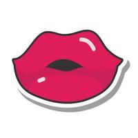 Pop-Art-Mund und Lippen Frauenlippen küssen Cartoon-Linie und Füllsymbol vektor