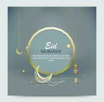 eid mubarak, kreativ annonsdesign för sociala medier. 3d illustration vektor