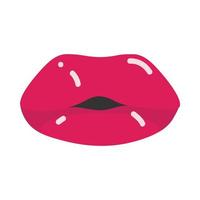 Pop-Art-Mund und Lippen glänzende Lippen flaches Icon-Design vektor