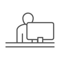 Geschäftsmann mit Laptop Business Work Office Line Icon Design vektor
