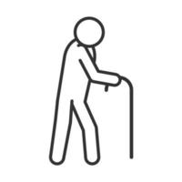 behinderte Person, die mit linearem Icon-Design des Cane World Disability Day geht vektor