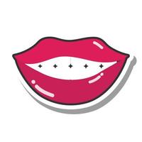 Pop-Art-Mund und Lippen lächelnde Mundzähne Linie und Füllsymbol line vektor