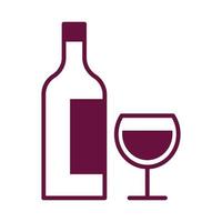 vin kopp drink och flaska linje stil ikon vektor