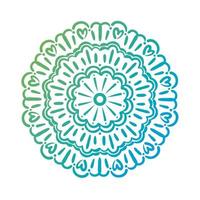 blaue kreisförmige Mandala-Blumenschattenbild-Stilikone vektor