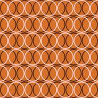 retro ästhetisch nahtlos Muster mit Interlacing Ringe oder Kreise auf ein Orange Hintergrund. modern Vektor Linie Kunst Hintergrund zum Stoff Design, Textil, Verpackung Papier