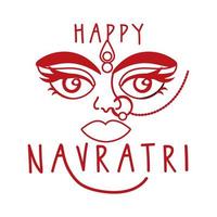 glad navratri firande med gudinna amba linje stil vektor