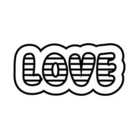 kärleksord med lgbtiq flagga linje stil ikon vektor